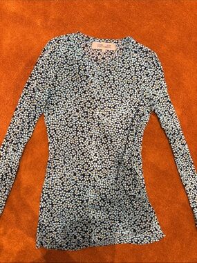 Diane Von Furstenberg Mesh Floral Long-Sleeve Tee